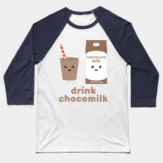 Drink milk chocolate Kawaii choco milk carton Baseball T-Shirt by Cute Tees Kawaii